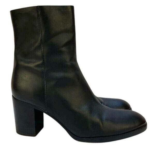 Alexander Wang Shoes - Alexander Wang Black Leather Block Heel Ankle Bootie Sz 39 US 9